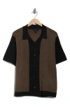 M Magaschoni Snap Button Colorblock Knit Polo