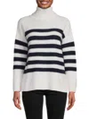 M Magaschoni Women's Cashmere Striped Turtleneck Sweater In Frost White