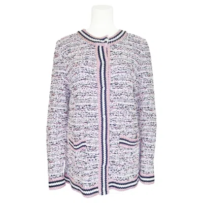 Pre-owned M Missoni 2000's Missoni Black, White And Rose Gold Sparkle Knit Long Cardigan