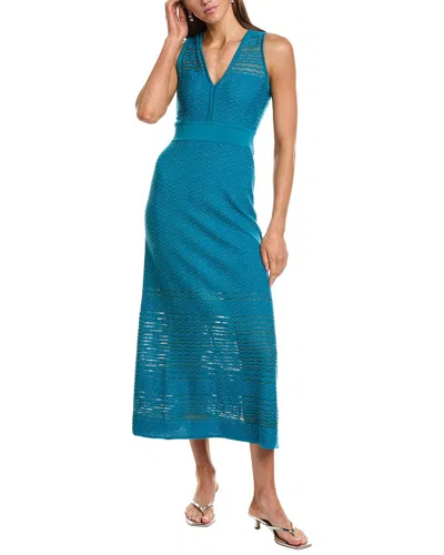 M Missoni Abito Lungo Wool-blend Midi Dress In Blue