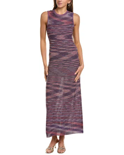 M Missoni Abito Lungo Wool-blend Midi Dress In Burgundy