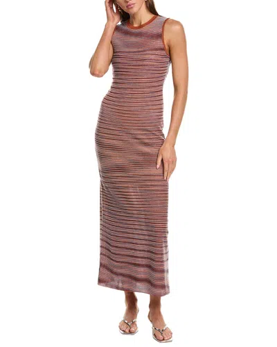 M Missoni Abito Lungo Wool-blend Midi Dress In Burgundy