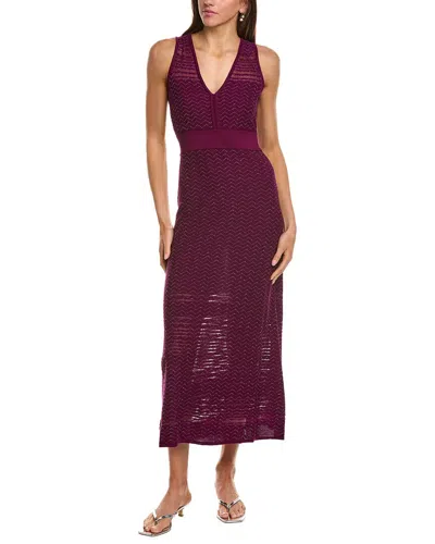 M Missoni Abito Lungo Wool-blend Midi Dress In Purple