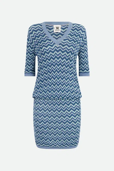 M Missoni Abito Midi Azzurro In Multicolore