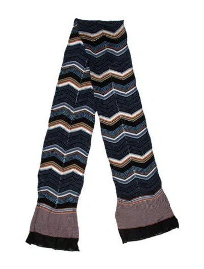 Pre-owned M Missoni Acrylic Striped Scarf In Blue
