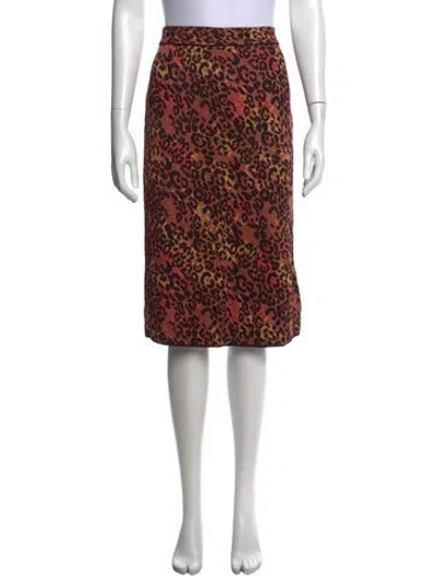 Pre-owned M Missoni Animal Print Midi Length Skirt In Orange