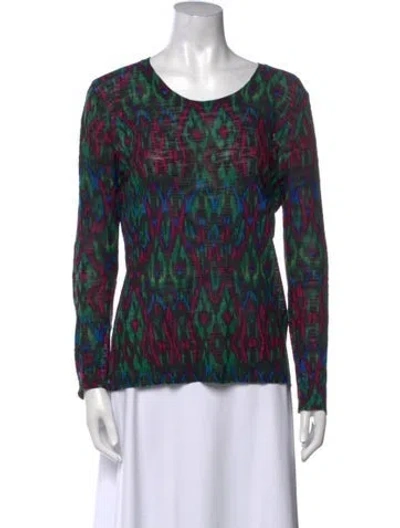 Pre-owned M Missoni Animal Print Scoop Neck Blouse In Blue