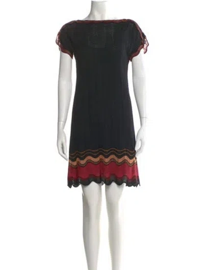 Pre-owned M Missoni Bateau Neckline Mini Dress In Black