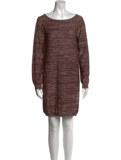 Pre-owned M Missoni Bateau Neckline Mini Dress In Brown