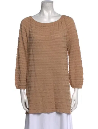Pre-owned M Missoni Bateau Neckline Three-quarter Sleeve Tunic In Neutral