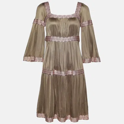 M Missoni Beige Jersey Tiered Short Dress In Multi