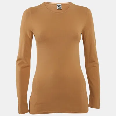 M Missoni Beige Stretch Knit Crewneck Sweatshirt In Brown
