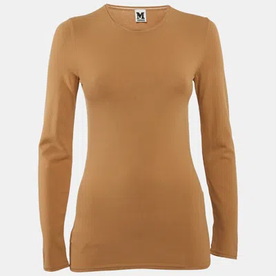 M Missoni Beige Stretch Knit Crewneck Sweatshirt In Brown