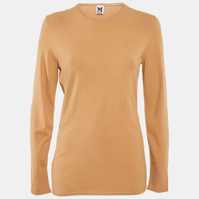 Pre-owned M Missoni Beige Stretch Knit Crewneck Sweatshirt L In Sand