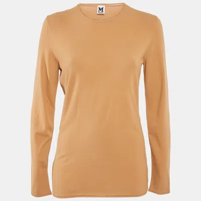 M Missoni Beige Stretch Knit Crewneck Sweatshirt In Yellow