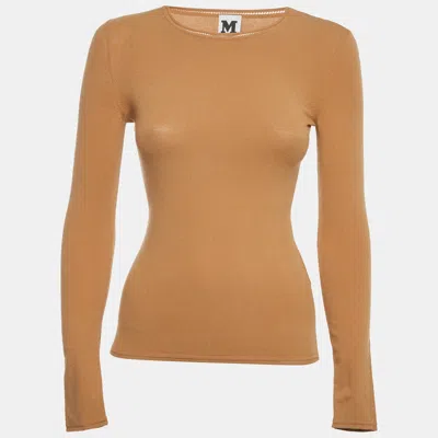 Pre-owned M Missoni Beige Stretch Knit Crewneck Sweatshirt Xs In Sand