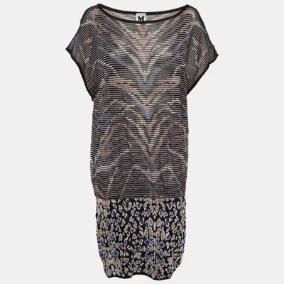 M Missoni Black Animal Pattern Knit Shift Dress