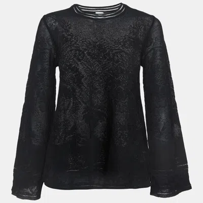 Pre-owned M Missoni Black Floral Stretch Lace Top S