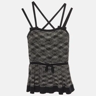 Pre-owned M Missoni Black Lurex Knit Bow Detail Strappy Top M