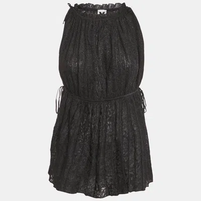 M Missoni Black Lurex Knit Gathered Sleeveless Top