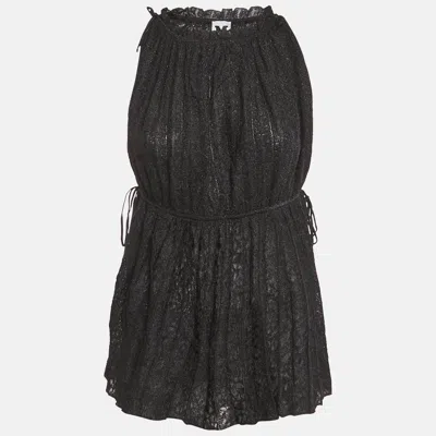 Pre-owned M Missoni Black Lurex Knit Gathered Sleeveless Top L