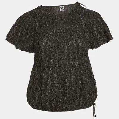 Pre-owned M Missoni Black Lurex Knit Short Sleeve Top L