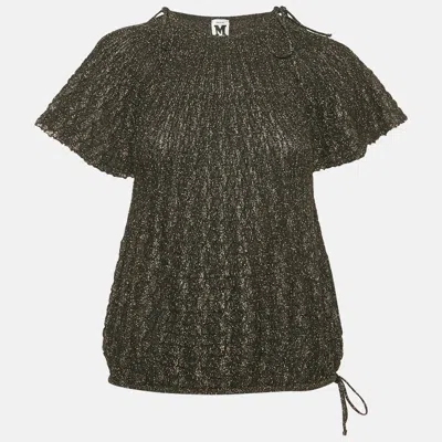 Pre-owned M Missoni Black Lurex Knit Short Sleeve Top S