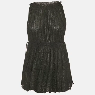 M Missoni Black Lurex Knit Sleeveless Tunic Top In Animal Print