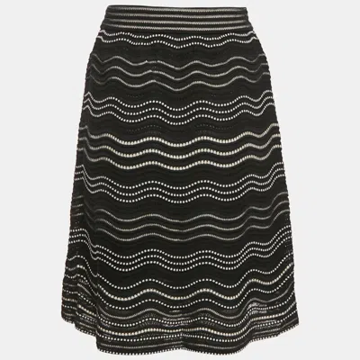 M Missoni Black Patterned Flared Short Skirt In Multi