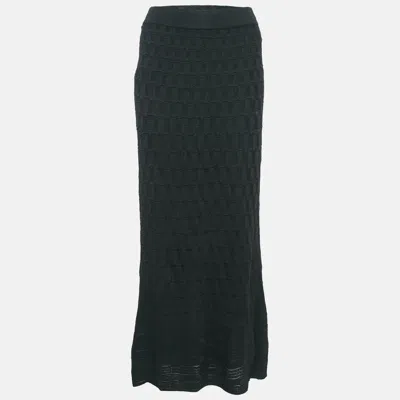 Pre-owned M Missoni Black Patterned Knit Maxi Skirt S