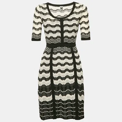 Pre-owned M Missoni Black Patterned Knit Mini Dress S