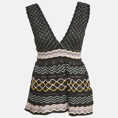 Pre-owned M Missoni Black Patterned Knit Sleeveless Sweater Top M