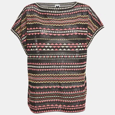 M Missoni Black Patterned Knit Top In Multi