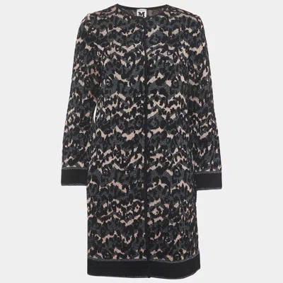 M Missoni Black Patterned Lurex Knit Long Cardigan