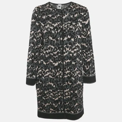 Pre-owned M Missoni Black Patterned Lurex Knit Long Cardigan S