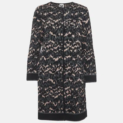 Pre-owned M Missoni Black Patterned Lurex Knit Long Cardigan S