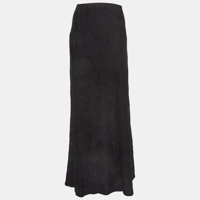 Pre-owned M Missoni Black Patterned Lurex Knit Maxi Skirt L