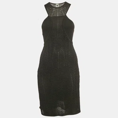 M Missoni Black Patterned Lurex Knit Mini Dress