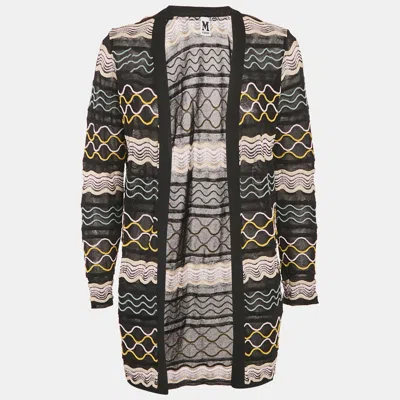 Pre-owned M Missoni Black Patterned Open Front Cardigan S