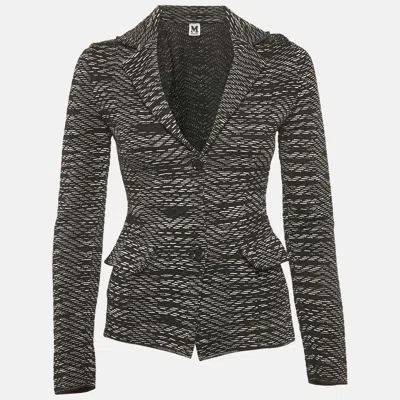 Pre-owned M Missoni Black Patterned Wool Knit Blazer S