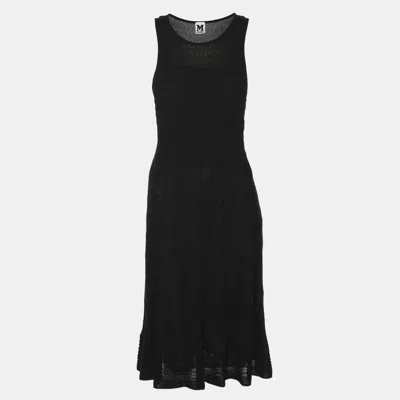 Pre-owned M Missoni Black Rib Knit Midi Dress L