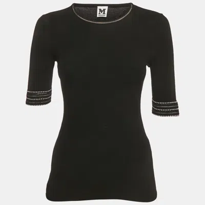Pre-owned M Missoni Black Stretch Knit Short Sleeve Top S