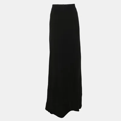 Pre-owned M Missoni Black Wool Blend Knit Maxi Skirt L
