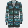 M Missoni Black/blue Patterned Knit Button Front Cardigan In Blue
