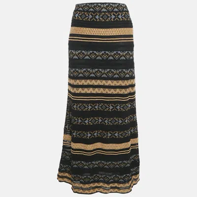 Pre-owned M Missoni Black/brown Patterned Knit Maxi Skirt M