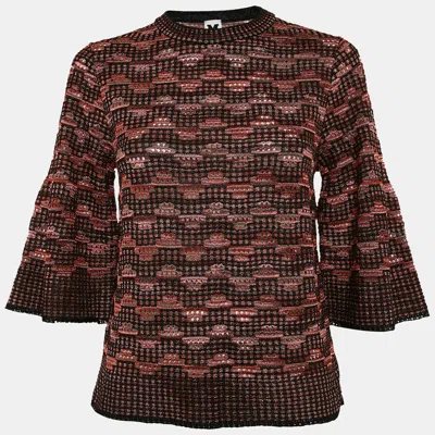 Pre-owned M Missoni Black/multicolor Pinhole Pattern Knit Sweater Top S