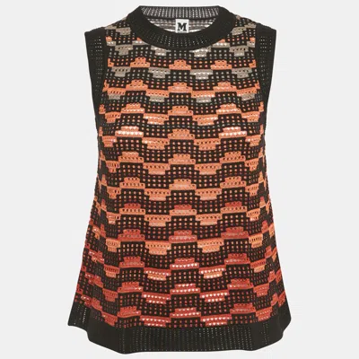 Pre-owned M Missoni Black/orange Knit Sleeveless Top M