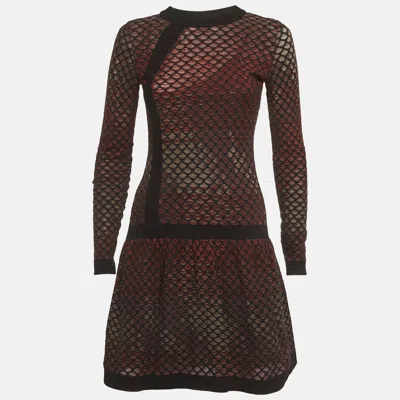 Pre-owned M Missoni Black/pink Patterned Knit Mini Dress S