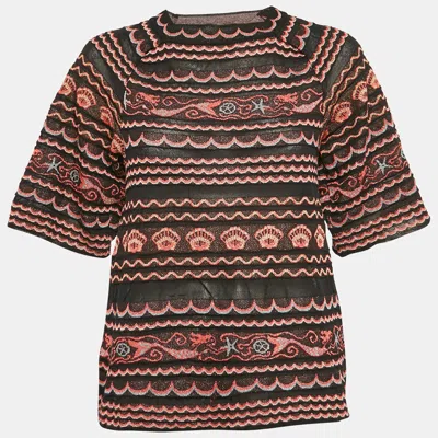 M Missoni Black/pink Wave Patterned Lurex Knit Top