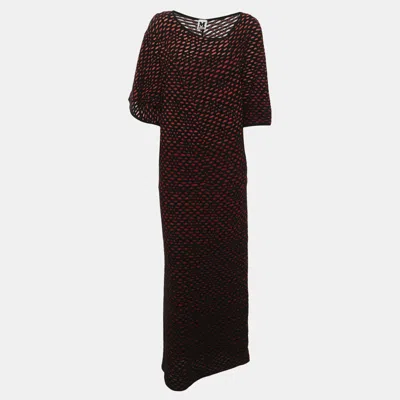 Pre-owned M Missoni Black/red Patterned Knit Flared Mini Dress L